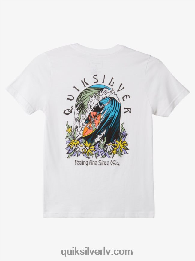 zēni Quiksilver 8-16 oriģinālais mucas t-krekls balts 88064R1939