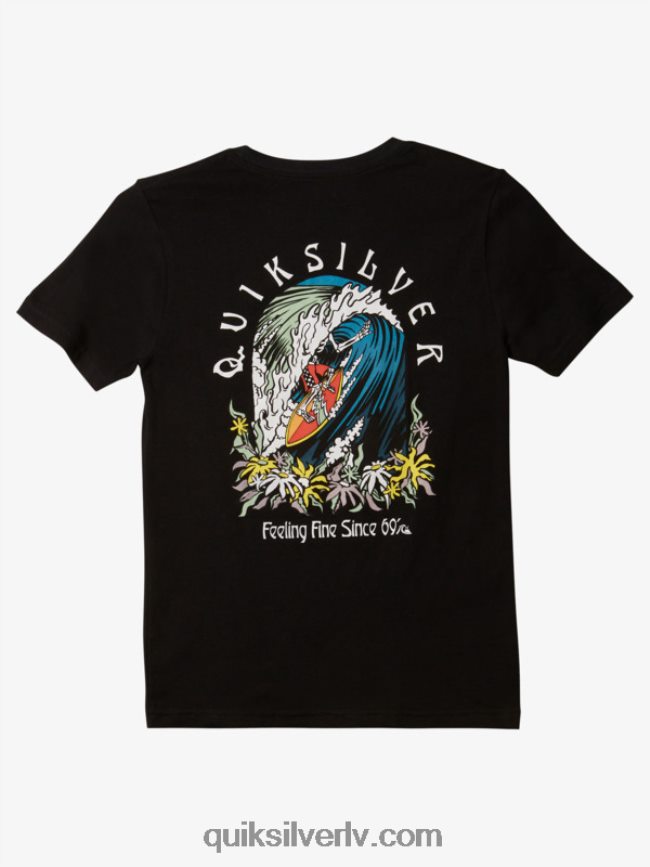 zēni Quiksilver 8-16 oriģinālais mucas t-krekls melns 88064R1940